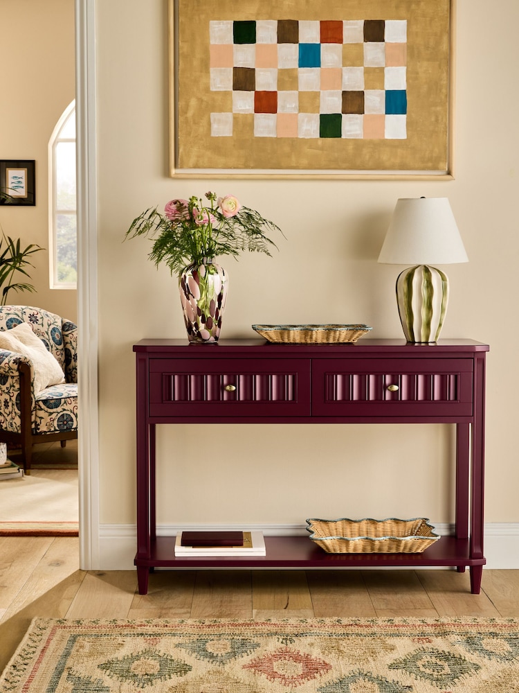 Nina Campbell Burgundy Red Willis Console Table - Image 1 of 4