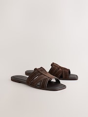 Chocolate Brown Extra Wide Fit Forever Comfort® Stitched Mule Sandals - Image 6 of 10