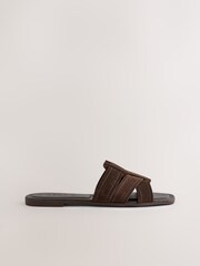 Chocolate Brown Extra Wide Fit Forever Comfort® Stitched Mule Sandals - Image 7 of 10