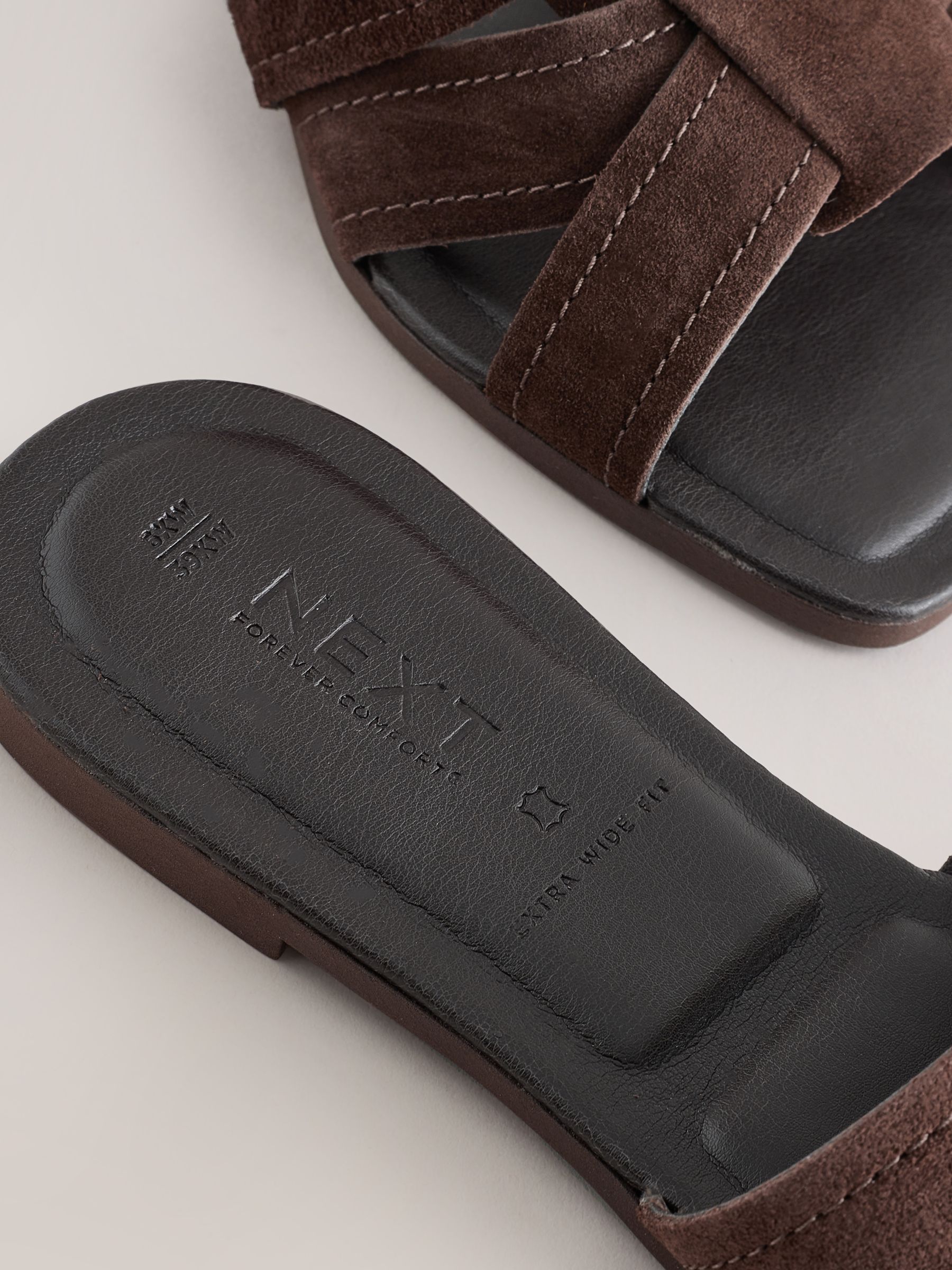 Buy Chocolate Brown Extra Wide Fit Forever Comfort® Stitched Mule