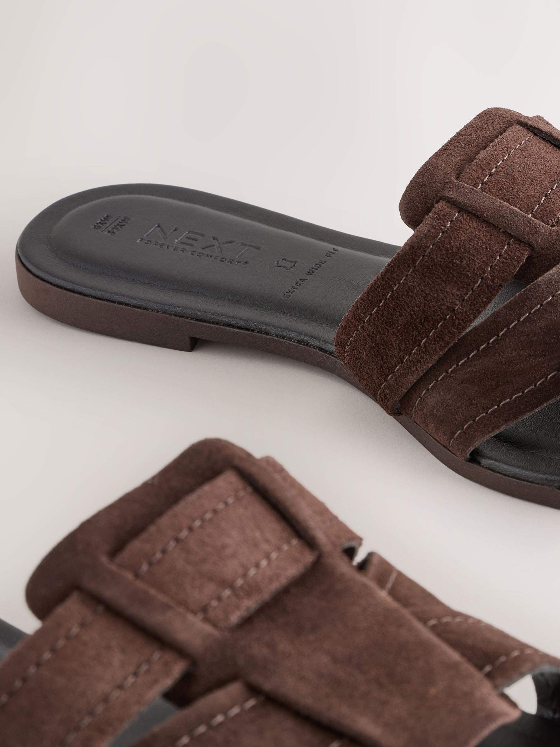 Buy Chocolate Brown Extra Wide Fit Forever Comfort® Stitched Mule