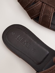 Chocolate Brown Extra Wide Fit Forever Comfort® Stitched Mule Sandals - Image 9 of 10