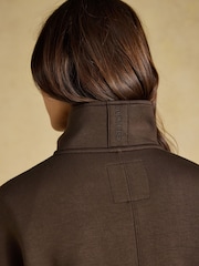 Joules Chocolate Brown Soft Full Zip Funnel Neck Sweatshirt - Image 7 of 8