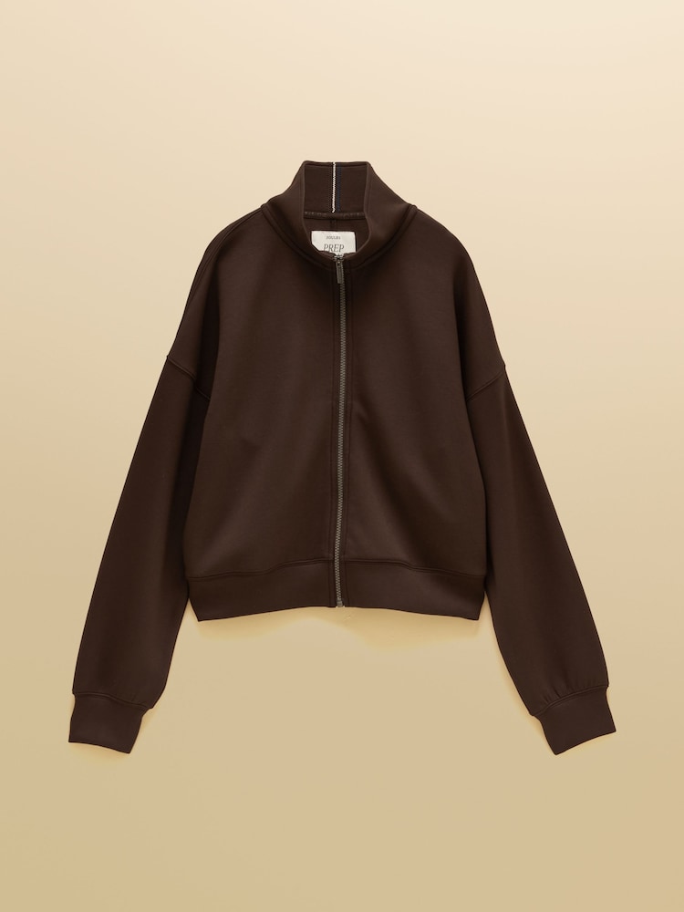 Joules Chocolate Brown Soft Full Zip Funnel Neck Sweatshirt - Image 8 of 8 Joules Chocolate Brown Soft Full Zip Funnel Neck Sweatshirt - Image 8 of 8