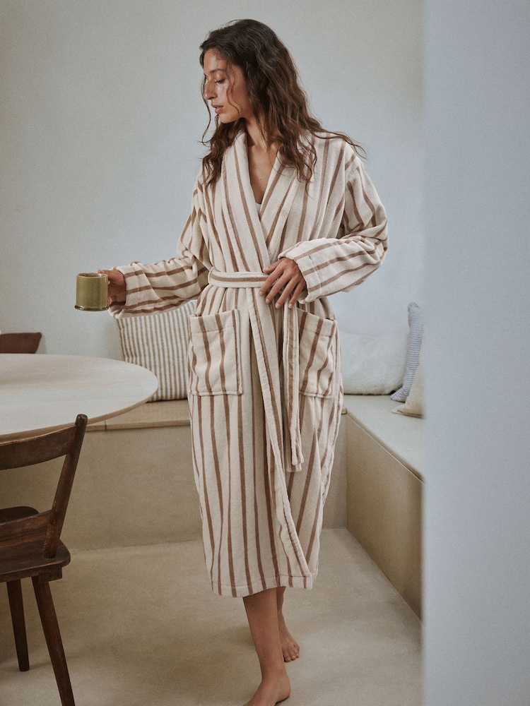 Yard Natural Hebden Stripe Towelling Robe - Image 1 of 7