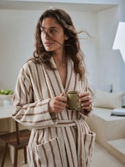 Yard Natural Hebden Stripe Towelling Robe - Image 3 of 7