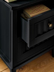 Nina Campbell Black Willis 2 Drawer Wide Bedside Table - Image 3 of 6