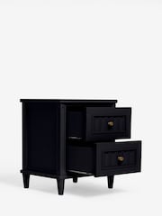 Nina Campbell Black Willis 2 Drawer Wide Bedside Table - Image 5 of 6