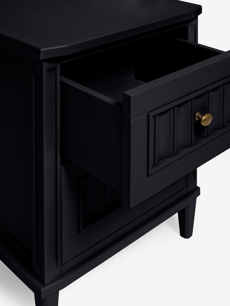 Nina Campbell Black Willis 2 Drawer Wide Bedside Table - Image 6 of 6