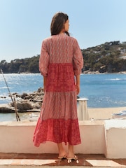 BHOEM Multi Floral Prints Patchwork Maxi Dress With Crochet Detail - Image 3 of 5