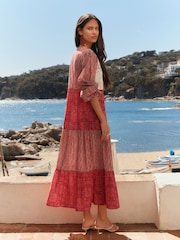 BHOEM Multi Floral Prints Patchwork Maxi Dress With Crochet Detail - Image 5 of 5