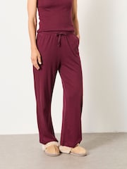 FatFace Lola Plum Purple Pointelle Wide Leg Trousers - Image 1 of 6