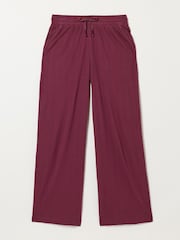 FatFace Lola Plum Purple Pointelle Wide Leg Trousers - Image 6 of 6