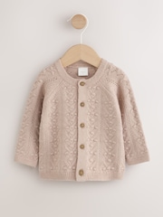 Neutral Stitch Knitted Soft Touch Baby Cardigan - Image 1 of 6