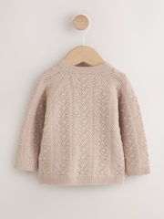 Neutral Stitch Knitted Soft Touch Baby Cardigan - Image 2 of 6