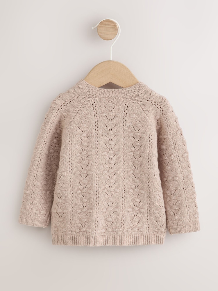 Neutral Stitch Knitted Soft Touch Baby Cardigan - Image 2 of 6 Neutral Stitch Knitted Soft Touch Baby Cardigan - Image 2 of 6