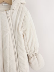 Cream Little One Back Slogan Quilted Nylon Pramsuit - Image 3 of 9