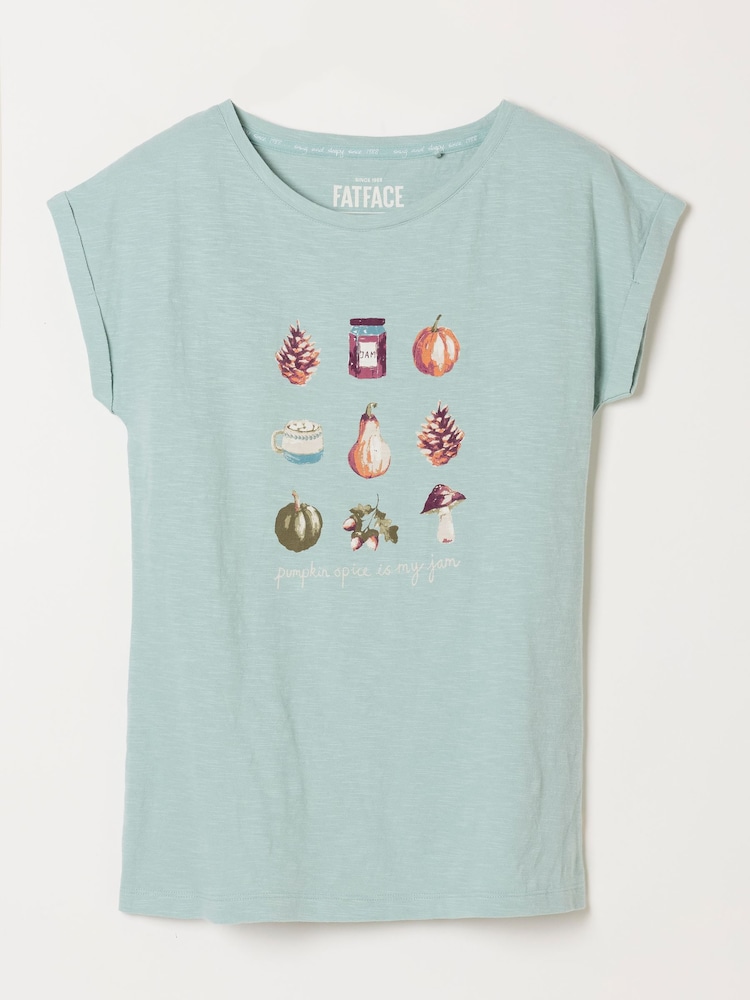 FatFace Ivy Teal Green Autumn Graphic Pyjama Top - Image 6 of 6 FatFace Ivy Teal Green Autumn Graphic Pyjama Top - Image 6 of 6