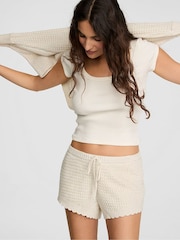 Victoria's Secret Pink Natural Heather White Crochet Shorts - Image 1 of 2