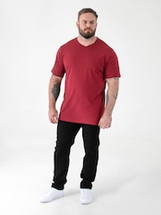 D555 Red Signature Premium Weight Combed Cotton V-Neck T-Shirt - Image 2 of 6