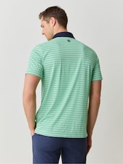 G/Fore Green Herringbone Stripe Tech Jersey Polo Shirt - Image 3 of 6