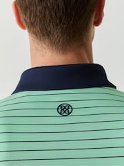 G/Fore Green Herringbone Stripe Tech Jersey Polo Shirt - Image 4 of 6