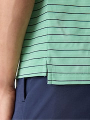 G/Fore Green Herringbone Stripe Tech Jersey Polo Shirt - Image 5 of 6
