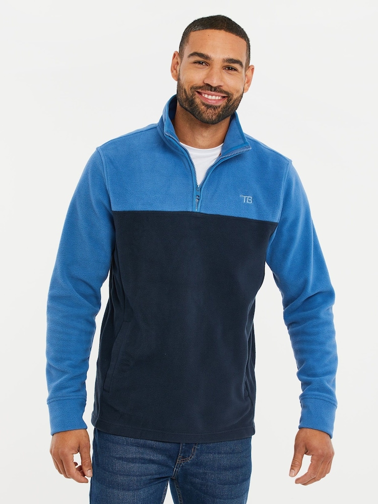 Threadbare Blue Colourblock Quarter Zip Fleeces 2 Pack - Image 2 of 5 Threadbare Blue Colourblock Quarter Zip Fleeces 2 Pack - Image 2 of 5