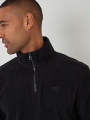 أسود - سويت شيرت مصنوع من الألياف الدقيقة بسحّاب ربع من Threadbare - صورة 4 من 5