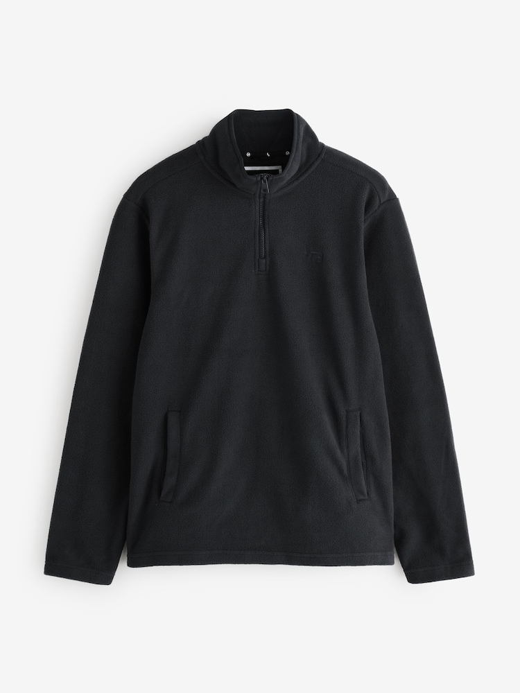أسود - سويت شيرت مصنوع من الألياف الدقيقة بسحّاب ربع من Threadbare - صورة 5 من 5