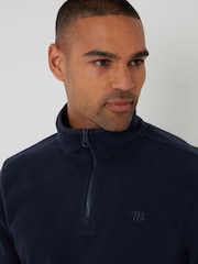 Threadbare Navy Quarter Zip Microfleece Sweatshirt - Image 4 of 5