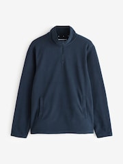 Threadbare Navy Quarter Zip Microfleece Sweatshirt - Image 5 of 5
