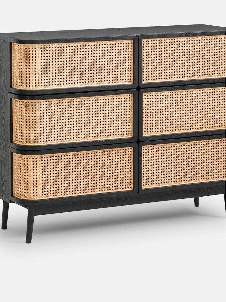 La Redoute Intérieurs Black Laora Cane Chest of 6 Drawers - Image 1 of 4 La Redoute Intérieurs Black Laora Cane Chest of 6 Drawers - Image 1 of 4