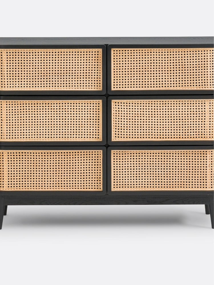 La Redoute Intérieurs Black Laora Cane Chest of 6 Drawers - Image 2 of 4 La Redoute Intérieurs Black Laora Cane Chest of 6 Drawers - Image 2 of 4