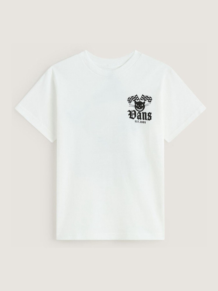 Vans White/Black Cat Club Short Sleeve T-Shirt - Image 1 of 2 Vans White/Black Cat Club Short Sleeve T-Shirt - Image 1 of 2