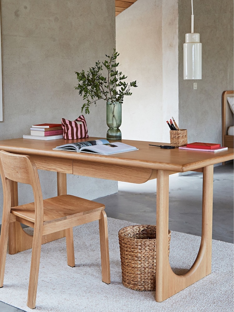 La Redoute Intérieurs Oak Douve XL Desk In With 2 Drawers - Image 1 of 6