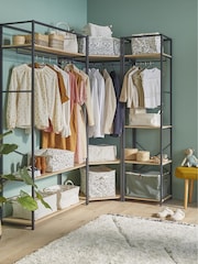 La Redoute Intérieurs Black Adarbi Corner Wood & Metal Wardrobe Unit - Image 1 of 6