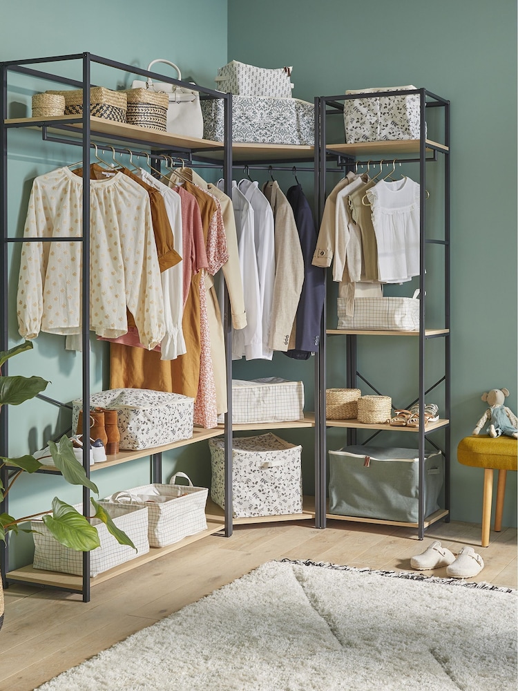 La Redoute Intérieurs Black Adarbi Corner Wood & Metal Wardrobe Unit - Image 1 of 6