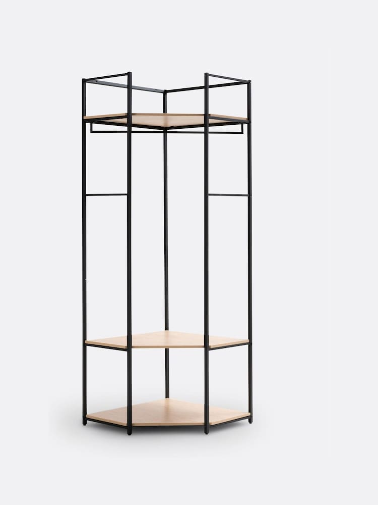 La Redoute Intérieurs Black Adarbi Corner Wood & Metal Wardrobe Unit - Image 2 of 6