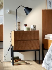 La Redoute Intérieurs Oak Lodge Bedside Table with 2 Drawers - Image 1 of 6