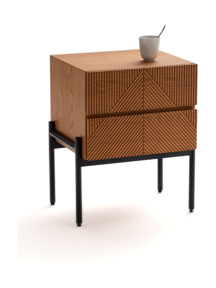 La Redoute Intérieurs Oak Lodge Bedside Table with 2 Drawers - Image 2 of 6