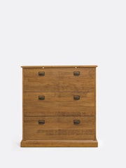 La Redoute Intérieurs Dark Oak Wood Lindley Double Fronted 3 Drawer Shoes Cabinet - Image 3 of 6
