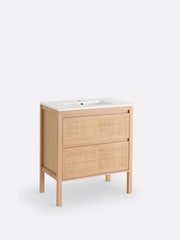 La Redoute Intérieurs Natural Lumpa L80cm Oak  Cane 2 Drawer Bathroom Vanity Unit - Image 4 of 6