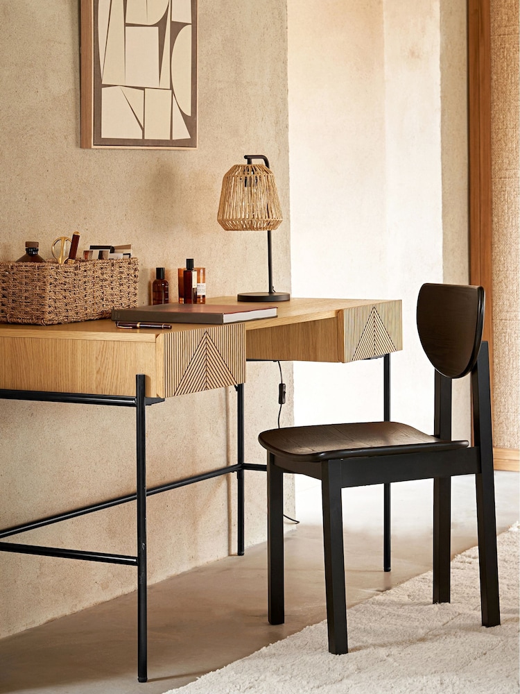 La Redoute Intérieurs Natural Oak Plate Lodge 2 Drawer Desk - Image 1 of 6