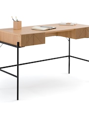 La Redoute Intérieurs Natural Oak Plate Lodge 2 Drawer Desk - Image 2 of 6