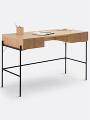 La Redoute Intérieurs Natural Oak Plate Lodge 2 Drawer Desk - Image 3 of 6