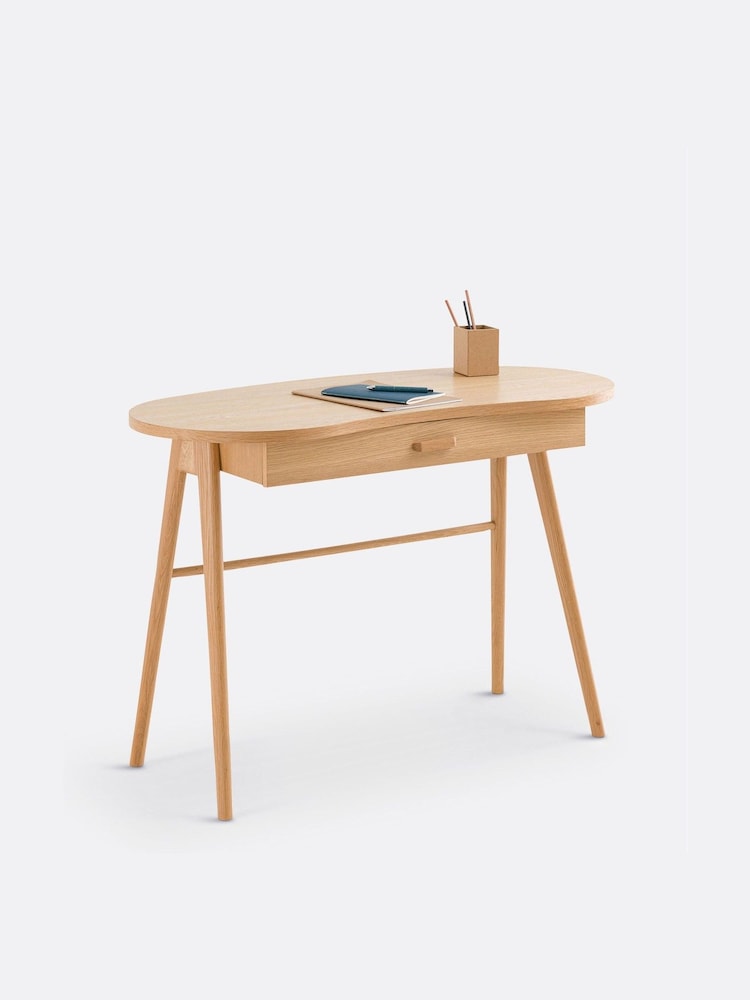 La Redoute Intérieurs Oak Anda 1-Drawer Desk in Solid Veneer - Image 2 of 6
