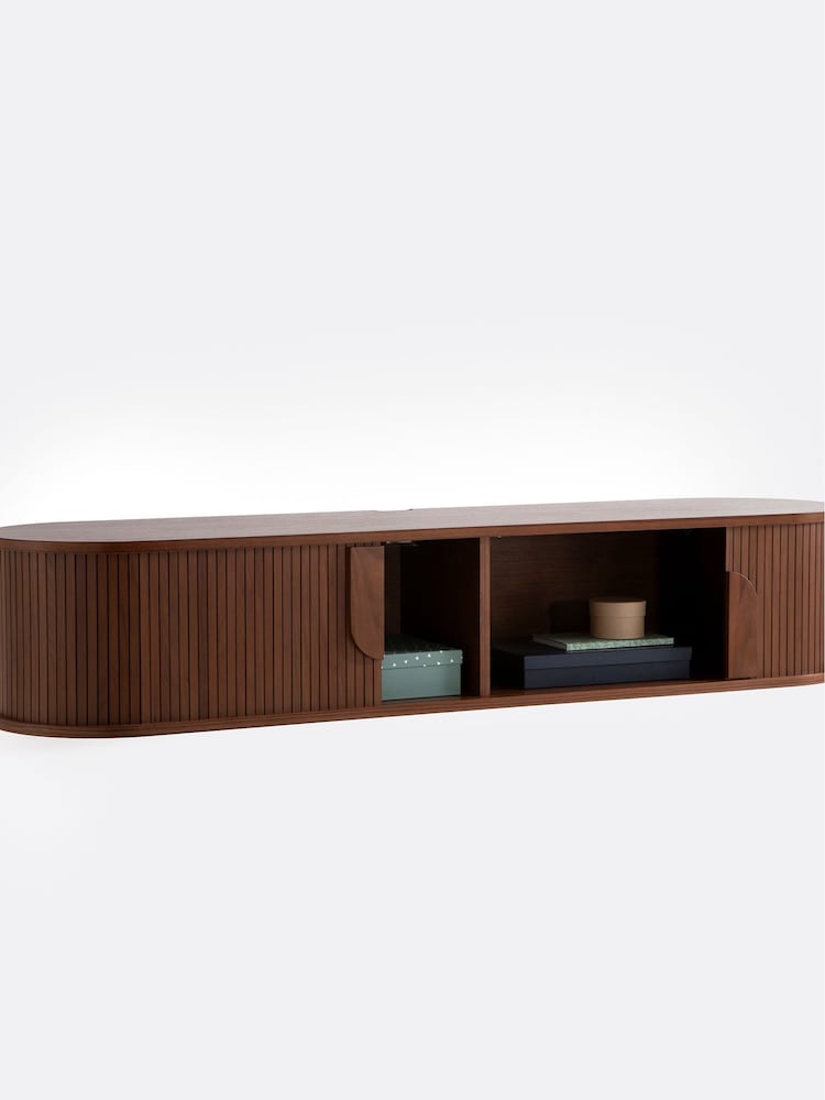 La Redoute Intérieurs Walnut Marcelino TV Stand with 2 Sliding Doors - Image 2 of 5 La Redoute Intérieurs Walnut Marcelino TV Stand with 2 Sliding Doors - Image 2 of 5