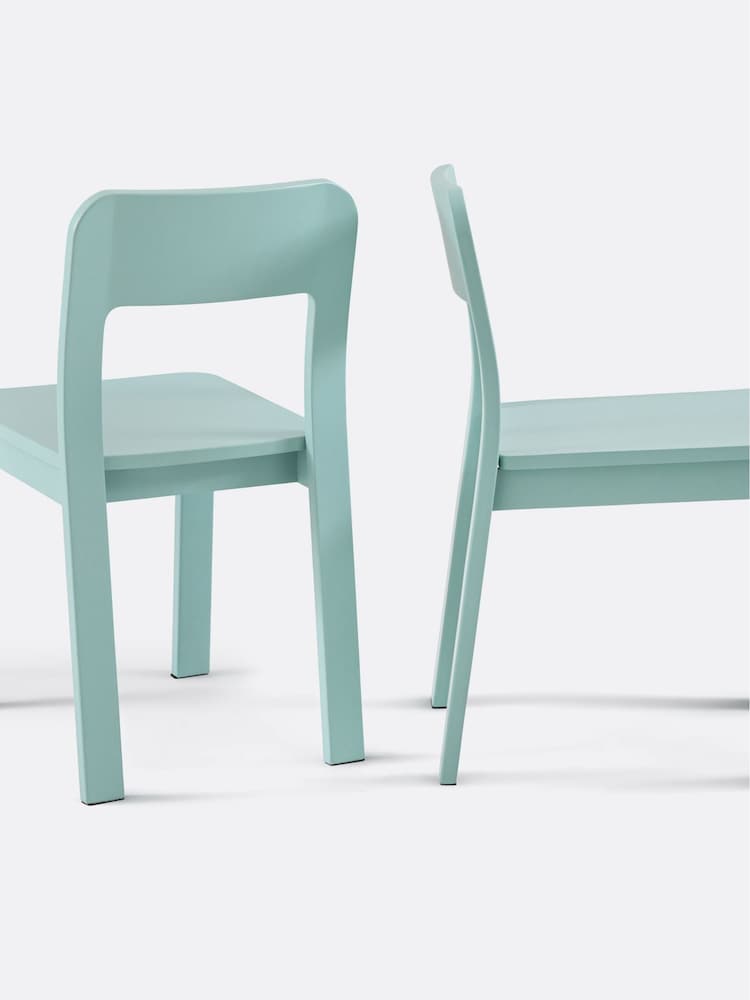 La Redoute Intérieurs Set of 2 Blue Talet Solid Oak Chairs - Image 2 of 5