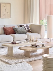 La Redoute Intérieurs Set of 2 White Beige Jaya Semi-Nested Coffee Tables - Image 1 of 5